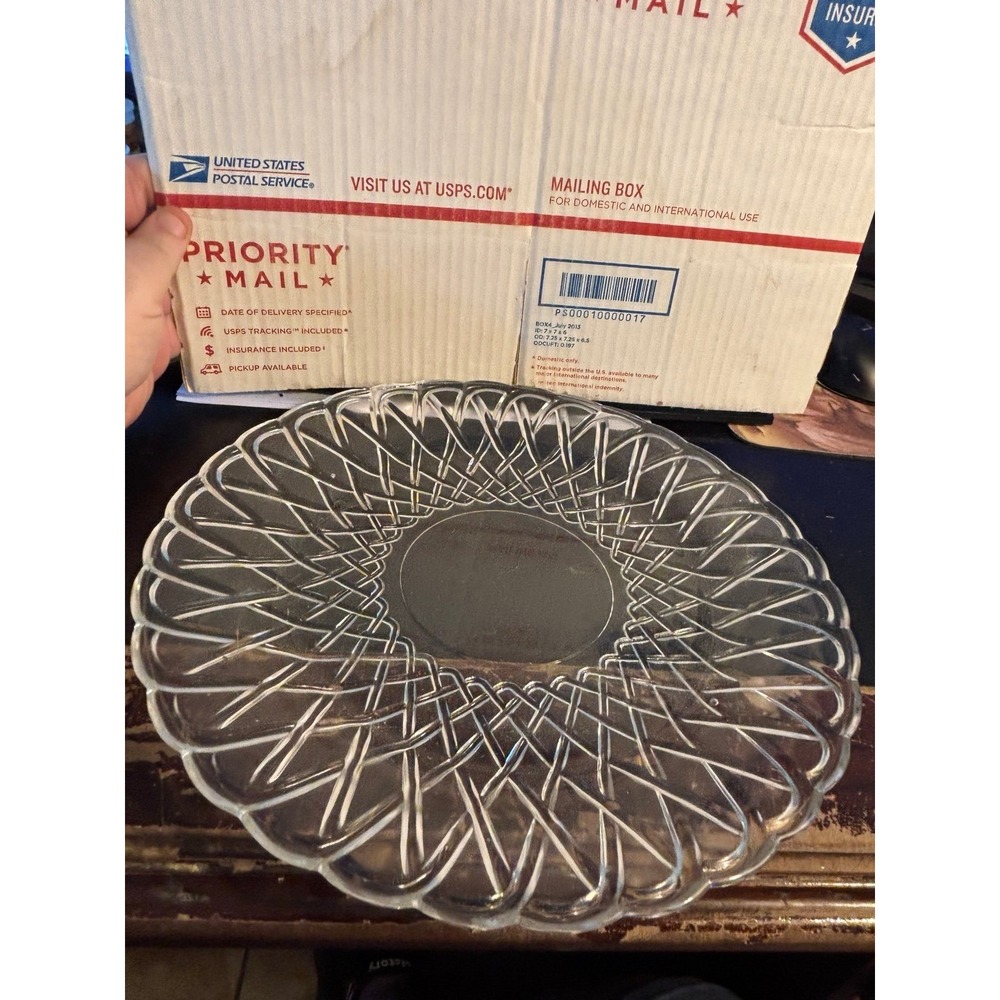 Indiana Glass Pretzel Pattern 11" Serving Plate Platter Dish Vintage Scalloped